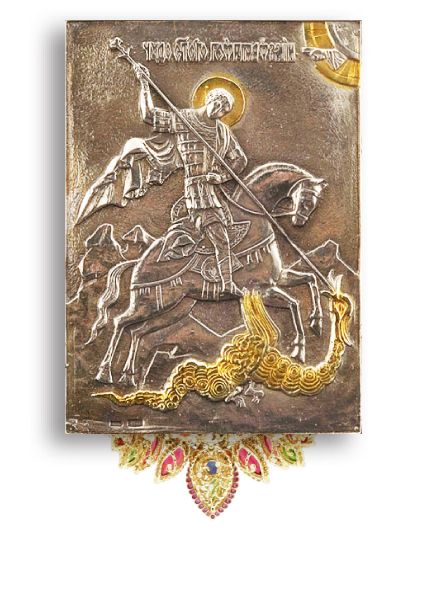 Icona di san Giorgio il Vittorioso - il santo patrono della capitale russa e dell'intero Esercito russo.